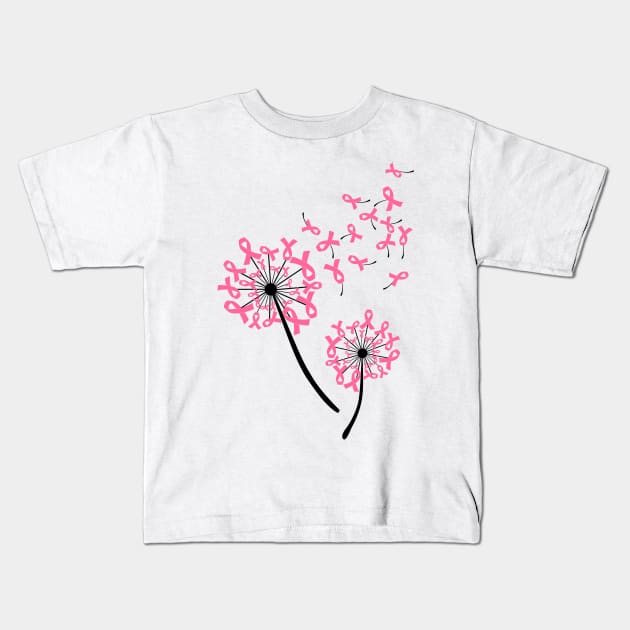 World Breast cancer Awareness Dandelion Awesome Kids T-Shirt by Terryeare